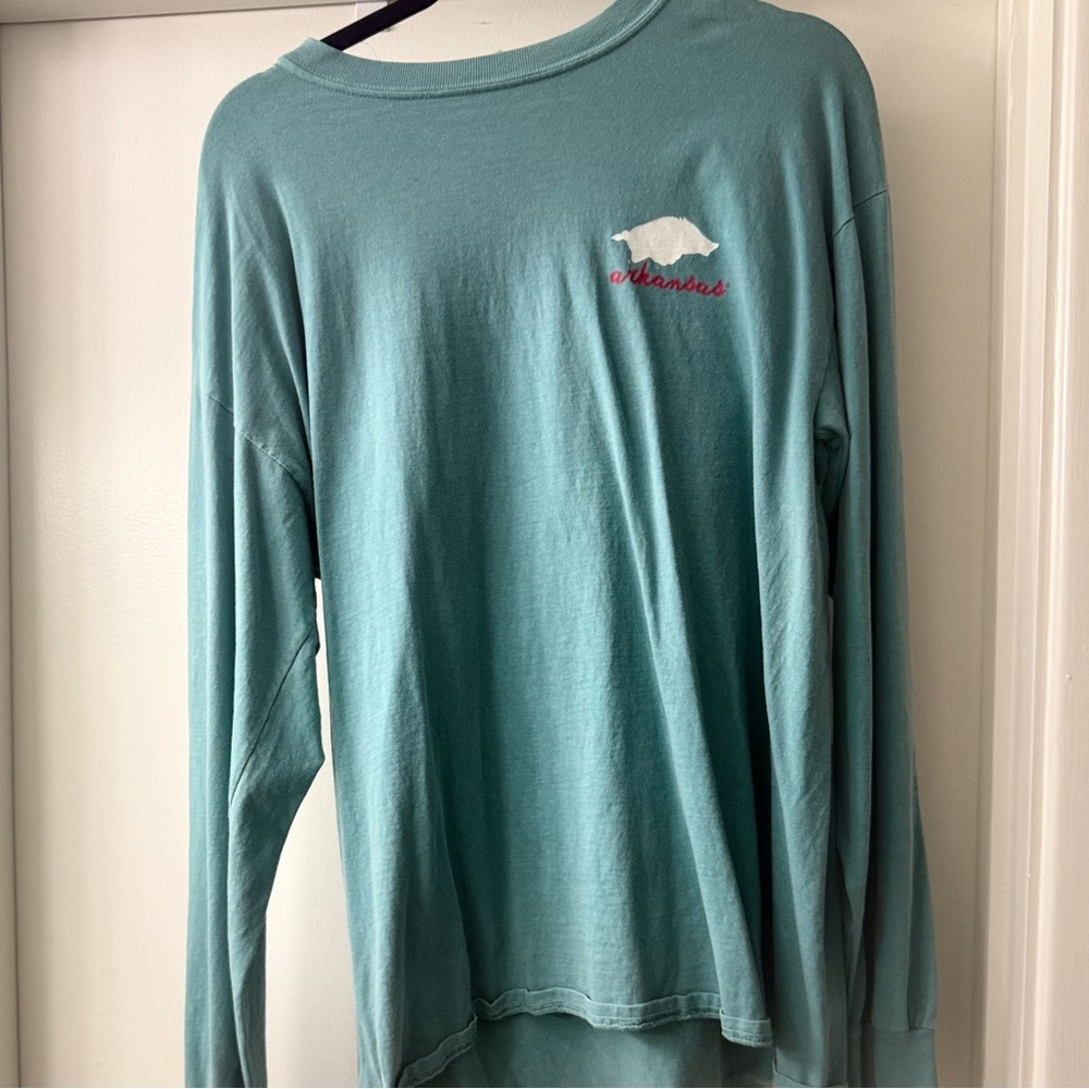 Arkansas Razorbacks * Comfort Colors Teal Graphic Long Sleeve Women’s T-shirt L